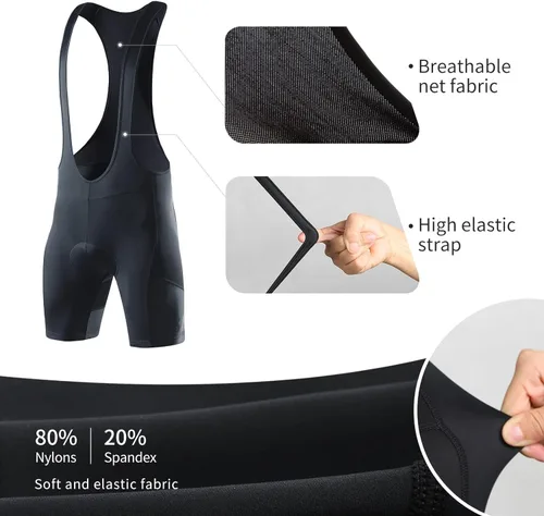 Vista 4 de Santic Pantalones cortos de ciclismo para hombre, acolchado 4D, transpirable, para ciclismo de carretera, ciclismo, ciclismo, ciclismo, gel de viaje