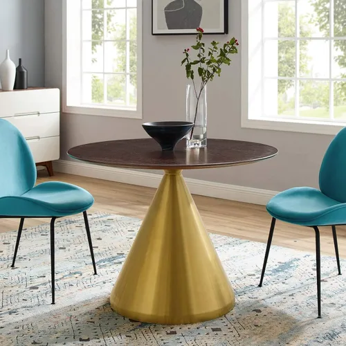 Vista 13 de Modway Tupelo - Mesa de comedor cuadrada de 28 pulgadas, color dorado y blanco