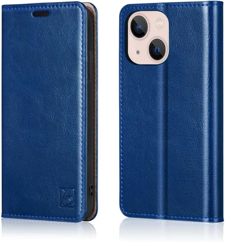 Vista 9 de Belemay Funda tipo cartera compatible con iPhone 8 Plus, de piel de vaca auténtica, funda tipo folio (funda interior de TPU suave), ranuras