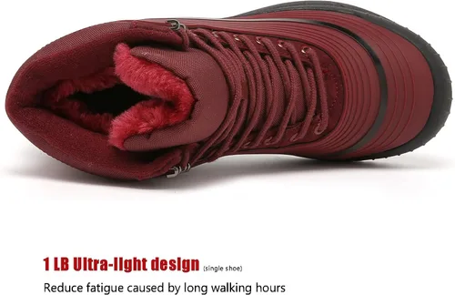 Vista 3 de ulogu Botas de nieve para mujer, impermeables, ligeras, aisladas, con forro de piel, cálidas, botines cómodos de invierno