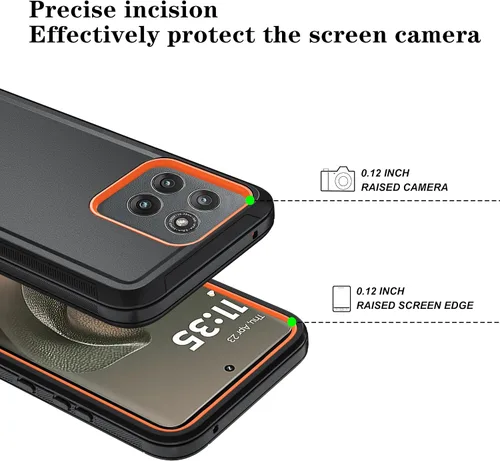Vista 3 de Qinmay - Funda para Motorola Moto Edge 2025, cubierta de 3 capas, color Negro naranja