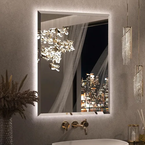 Vista 20 de Keonjinn - Espejo de 48x30 pulg retroiluminado LED para baño/tocador, luz de 3 colores ajustables blanca/cálida/natural, lúmenes altos, montaje