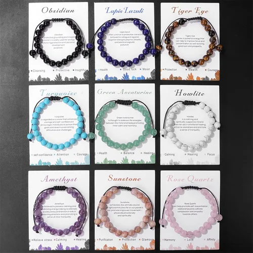 Vista 66 de Pulsera de cristal curativo para mujer de 0.315 in, pulsera de cuentas de cristal natural ajustable hecha a mano, joyería curativa, regalo