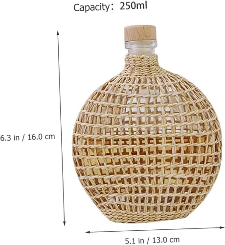 Vista 5 de STOBAZA Jarrón de botella de sidra, diseño tejido de ratán, centro de mesa decorativo elegante para mesa
