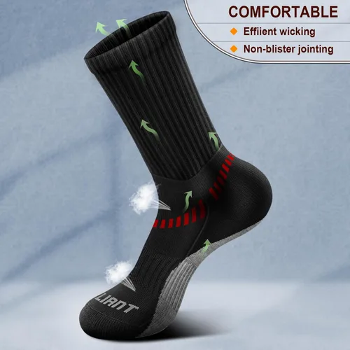 Vista 5 de BULLIANT Calcetines deportivos para hombre, calcetines deportivos de compresión acolchados para hombres, para correr al aire libre, senderismo, arco