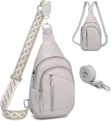 Vista 13 de Bolso Bandolera Mochila Cruzada - 2 en 1 Bolso Cruzado de Cuero Riñonera con 2 Correas Extraíbles Mini diaper bag, Instant Wipes pocket