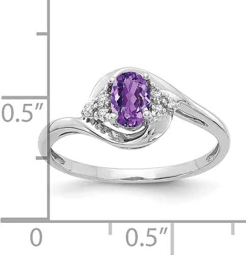 Vista 3 de Anillo de oro blanco de 14 quilates con amatista y diamantes de imitación, piedra natal de febrero, joyería fina para mujeres, regalos para ella