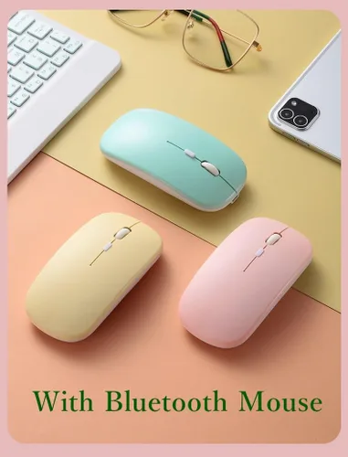 Vista 5 de kaidisen Funda de teclado para Galaxy Tab S6 Lite de 10.4 pulgadas con teclado y mouse Bluetooth, cubierta de teclado desmontable de color caramelo