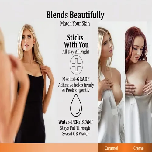 Vista 5 de Sticky Bra Adhesive Bra,Strapless, Backless Reusable,Silicone Bra,Sticky Push-Up Bra & Nipple Pasties 5pcs