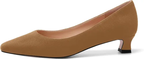 Vista 2 de AMBELIGHT Zapatos de vestir de oficina con punta cuadrada para mujer, zapatos de vestir casuales de gamuza con tacón bajo, zapatos de tacón bajo