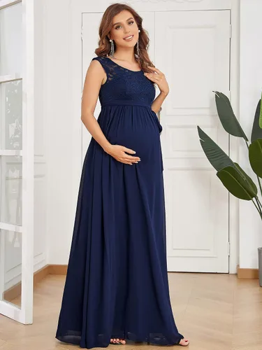 Vista 3 de Ever-Pretty Vestido largo de maternidad con cuello en V y manga casquillo para mujer 20884