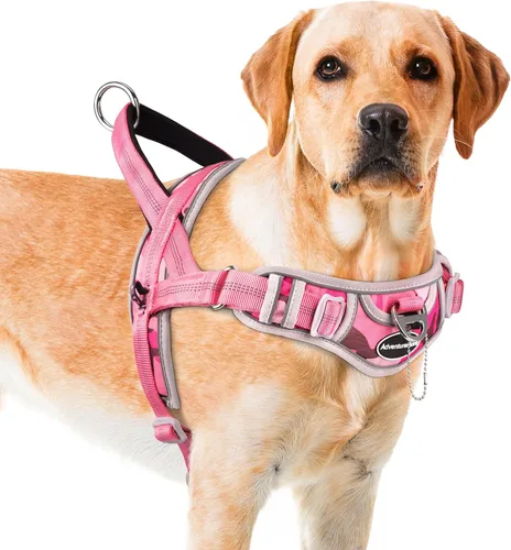 Vista 20 de ADVENTUREMORE Arnés para perro mediano - sin tirones, chaleco reflectante ajustable con asa de clip frontal para entrenamiento y caminata - Negro