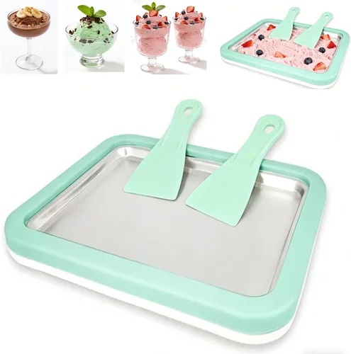 Vista 5 de Máquina de helados enrollados, máquina de helado instantáneo, sartén/rollo de gelato instantáneo, placa fría de acero inoxidable SUS304 de grado