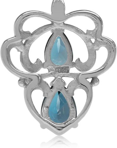 Vista 3 de Silvershake Pendientes colgantes de plata de ley 925 con forma de corazón, estilo victoriano, con cierre de palanca, joyería para mujer