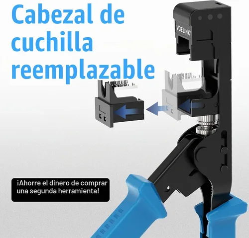 Vista 5 de VCELINK Herramienta de Terminación de Velocidad Keystone Solo para Clavijas Keystone de 90 Grados VCE, Herramienta de Perforación Rj45 de Cable