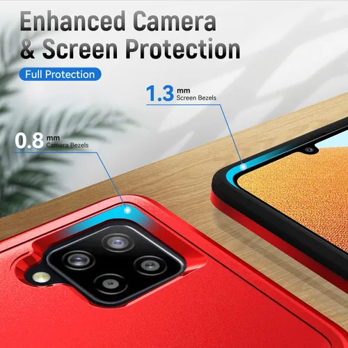 Vista 5 de Funda para Samsung Galaxy A42 5G con anillo de soporte, resistente protección de grado militar a prueba de golpes para Galaxy A42 5G (rojo)