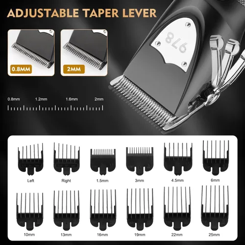 Vista 3 de Suttik Juego de cortapelos profesional para hombres, kit de peluquería y recortadora, afeitadoras eléctricas de aluminio para hombres con estuche