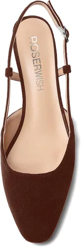 Vista 3 de ROSERWISH Zapatos de vestir de gamuza con punta cuadrada para mujer, para boda, fiesta, cómodos, gatitos, tacón bajo, zapatos de vestir de 1.5