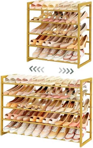 Vista 15 de FAVOOSTY Zapatero Expandible de 2 Niveles, Estante Ajustable para Zapatos Organizador de Almacenamiento que Ahorra Espacio de Metal Independiente