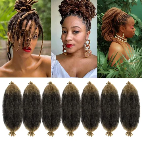 Vista 39 de Cabello para Trenzas Marley Twist de 10 pulgadas Negro 3 Paquetes Cabello Afro Twist Elástico Preseparado para Locs Suaves Cabello Spring Twist