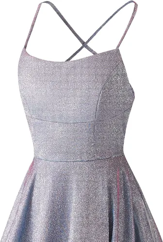 Vista 4 de EVEHEARTY Vestidos de fiesta cortos con purpurina y tirantes delgados, vestidos de fiesta para mujer con bolsillos