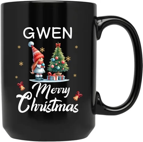 Vista 8 de Taza personalizada con nombre, diseño de muñeco de nieve con nombre, tazas de café de Navidad de muñeco de nieve, regalos personalizados para árbol