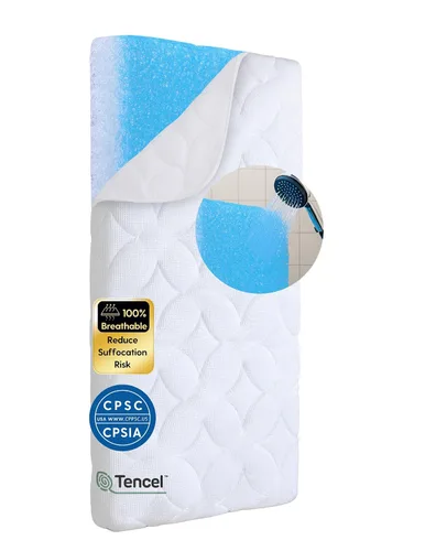 Vista 12 de BABELIO Colchón transpirable para cuna, de doble cara, espuma viscoelástica, impermeable, funda extraíble y lavable a máquina, para niños pequeños