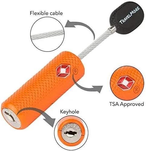 Vista 2 de Paquete de 4 cerraduras de equipaje aprobadas por la TSA con llaves para viajes, mini candado flexible ultra seguro y material de aleación de zinc