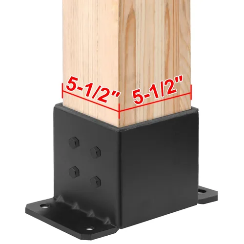 Vista 3 de 2 PCS Bases para Postes de 6x6, Soportes para Postes de 6x6 Calibre 8, Anclaje para Postes de Concreto Resistente Soporte de Pérgola para Terraza