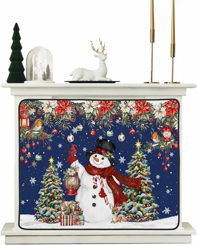 Vista 53 de Cubierta magnética azul para chimenea, detiene la pérdida de calor, pantalla de chimenea para interiores, bolas de gnomos de Navidad, árbol de copo