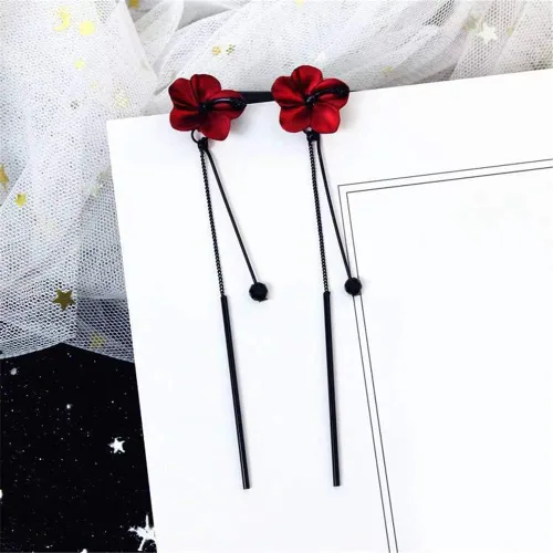 Vista 7 de D.Rosse Pendientes largos con diseño de flor de borla bohemio, de metal mate, con diseño floral, para mujer.