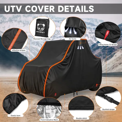 Vista 5 de Cubierta UTV de 2 plazas 420D lado a lado, resistente para CFMOTO ZFORCE 800 950 Polaris Ranger General 1000 Teryx Textron Hisun Axis Massimo