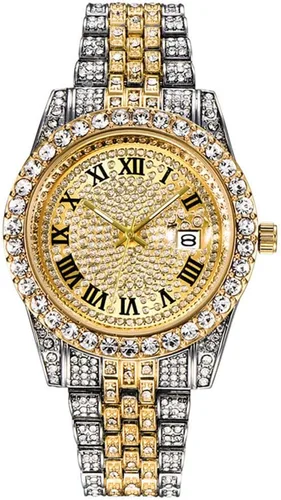 Vista 17 de Hip Hop Watches for Men Iced-Out Bling Diamond Luxury Quartz Watches with Date