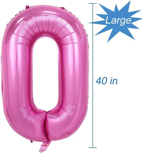 Vista 3 de Globo rosa del número 10, 40 pulgadas