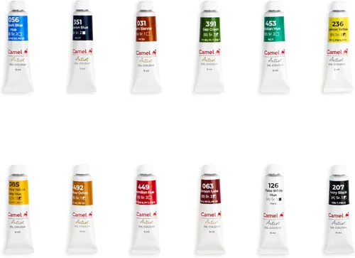 Vista 2 de Camel Artist's Oil Color Box - Tubos de 0.3 fl oz, 12 tonos