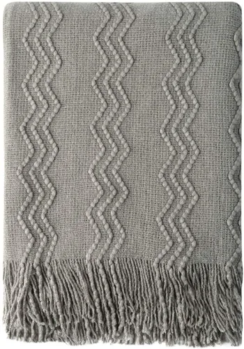 Vista 58 de Bourina Manta de punto decorativa con textura, unicolor y suave, para sofá, 50 x 60 pulgadas, almendra Knitted Throw Blanket 50x60 Inches, Soft
