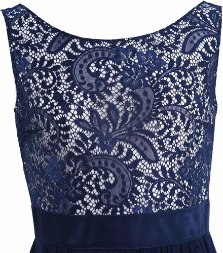 Vista 5 de FEESHOW Vestido de noche largo de gasa con encaje en la espalda en V para mujer