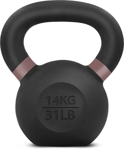 Vista 19 de Yes4All Powder Coated Kettlebell, Cast Iron Core Kettlebells with Non-Slip Handle & Flat Bottom for Conditioning, Heavy Duty for Strength Training
