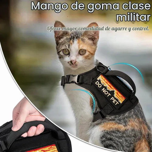 Vista 2 de Arnés táctico para gatos grandes, solo arnés, negro, L