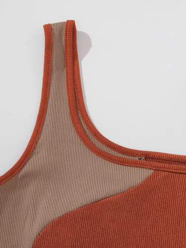 Vista 3 de Verdusa Body ajustado sin mangas con cuello redondo y bloques de color para mujer