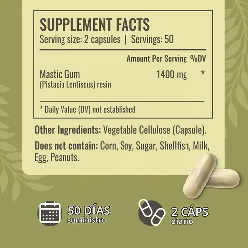 Vista 3 de HERBAMAMA Cápsulas de goma mastica - Apoyo intestinal y digestivo