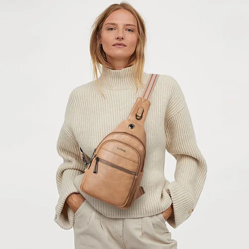 Vista 8 de LATMAP Bolso bandolera para mujeres y hombres, mochila pequeña de cuero, riñonera cruzada para el pecho, bolso impermeable para mujeres