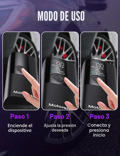 Vista 8 de Compresor de aire portátil para inflado de neumáticos, inflado 3 veces más rápido