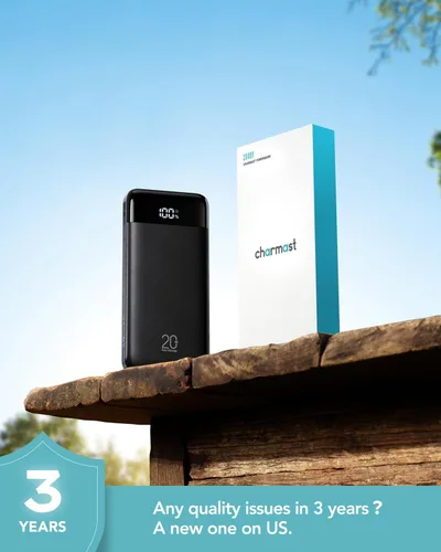 Vista 9 de Charmast - Cargador portátil de 20000 mAh con cables incorporados, banco de energía de 22.5W para viajes, cargador rápido, paquete de batería