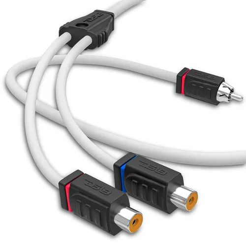 Vista 3 de DS18 MOFCR-1F2M 1 Hembra 2 Macho Altavoz de Audio para Coche Marino Estaño OFC RCA Y Splitter Adaptador Cable Conector