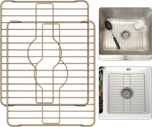 Vista 8 de Better Houseware Protectores de fregadero para fregadero de cocina, rejilla protectora de metal, 12 x 10.25 x 1 pulgadas, tapete negro