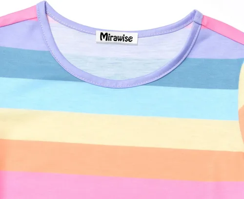 Vista 3 de Camisetas de manga corta para niña, con nudo frontal, casual, a rayas, 6-13 años