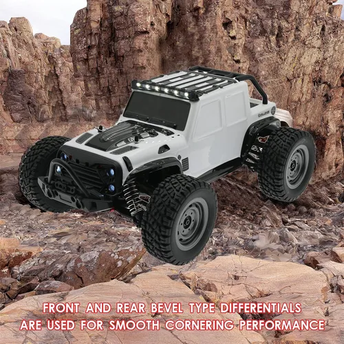 Vista 2 de SCY16103 1/16 RC Car 4X4 RC Truck 35 Km/h RC Cars 2.4GHz 4CH 4WD 390 Class Motor Camión de control remoto con 3 baterías recargables de 1500 mAh