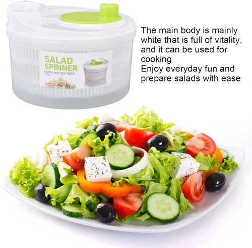Vista 3 de Ensalada, escurridor de ensaladas, multifunción, grande, 3L, secadora de verduras con cuenco y colador para cocinar