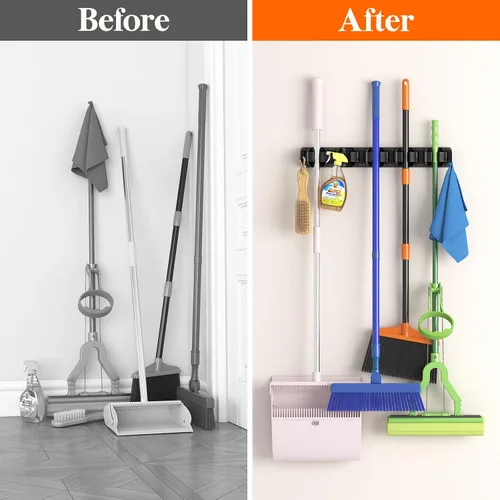 Vista 5 de Lifewit Soporte de pared para fregona y escoba, colgador de escoba antideslizante para organización de cocina, organizador de suministros